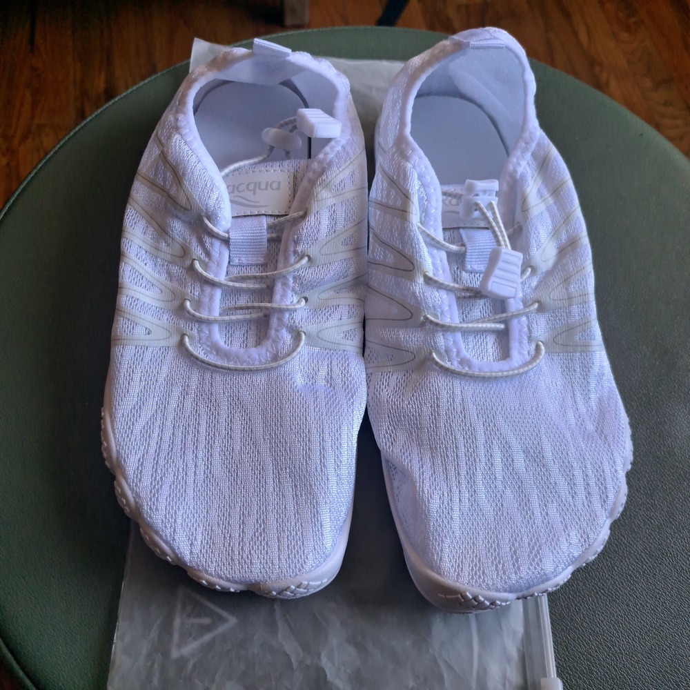 Racqua Water Shoes WZ1117 White Slip On Barefoot Aqua Socks Size‎ 38